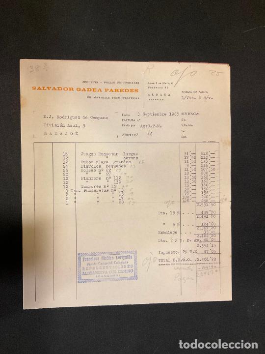 Brinquedos antigos: FACTURA DE JUGUETES. SALVADOR GADEA PAREDES. ALDAYA. VALENCIA. 1965. TERMOPLASTICO