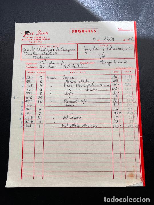 Brinquedos antigos: FACTURA DE JUGUETES. JOS&Eacute; SENT&Iacute;. JUGUETES. VALENCIA, 1964