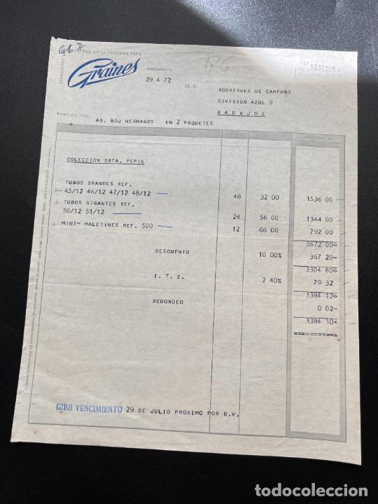 Old Toys: FACTURA DE JUGUETES. CREACIONES EN JUGUETER&Iacute;A DE LA SRTA. PEPIS GRAINES. BARCELONA, 1972