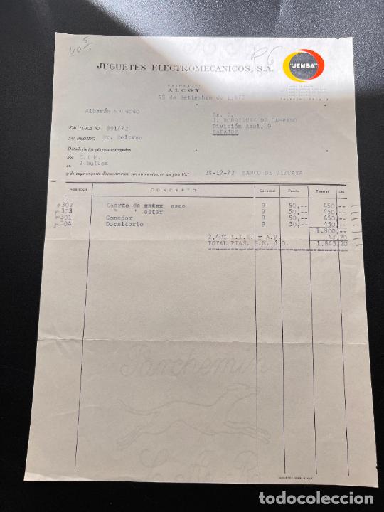 Old Toys: FACTURA. JUGUETES ELECTROMECANICOS, S.A. JEMSA. ALCOY - ALICANTE, 1972
