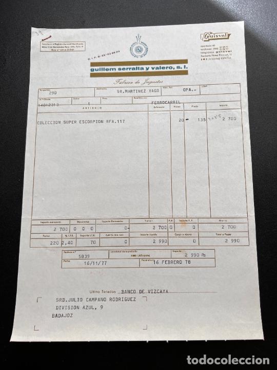 Jouets Anciens: FACTURA DE JUGUETES. GUISVAL. GUILLEM,SERRALTA Y VALERO. IBI - ALICANTE, 1977