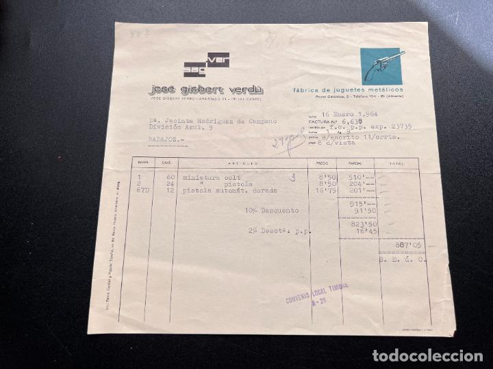 Jouets Anciens: FACTURA DE JUGUETES. SAG-VER. JOSE GISBERT VERDU. F&Aacute;BRICA DE JUGUETES METALICOS. IBI, 1964