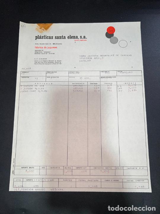 Old Toys: FACTURA DE JUGUETES. PLASTICAS SANTA ELENA. F&Aacute;BRICA JUGUETES. IBI - ALICANTE, 1978