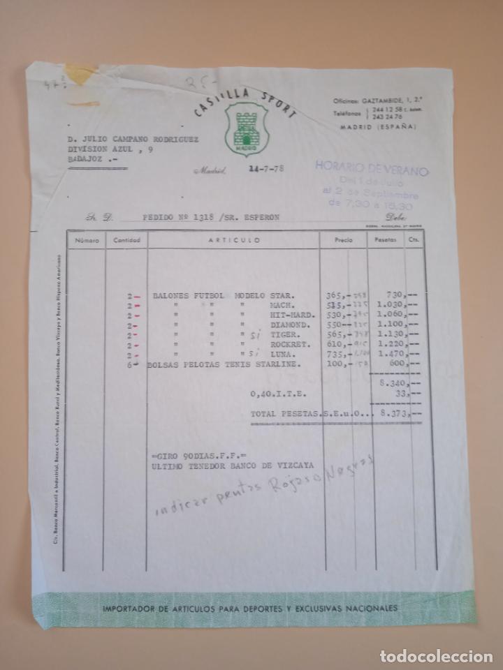 Brinquedos antigos: FACTURA DE JUGUETES. CASTILLA SPORT. MADRID, 1978.
