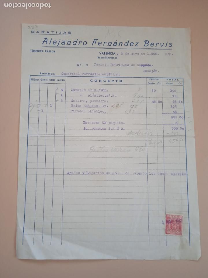 Old Toys: FACTURA DE JUGUETES. BARATIJAS. ALEJANDRO FERNANDEZ BERVIS. VALENCIA, 1960.