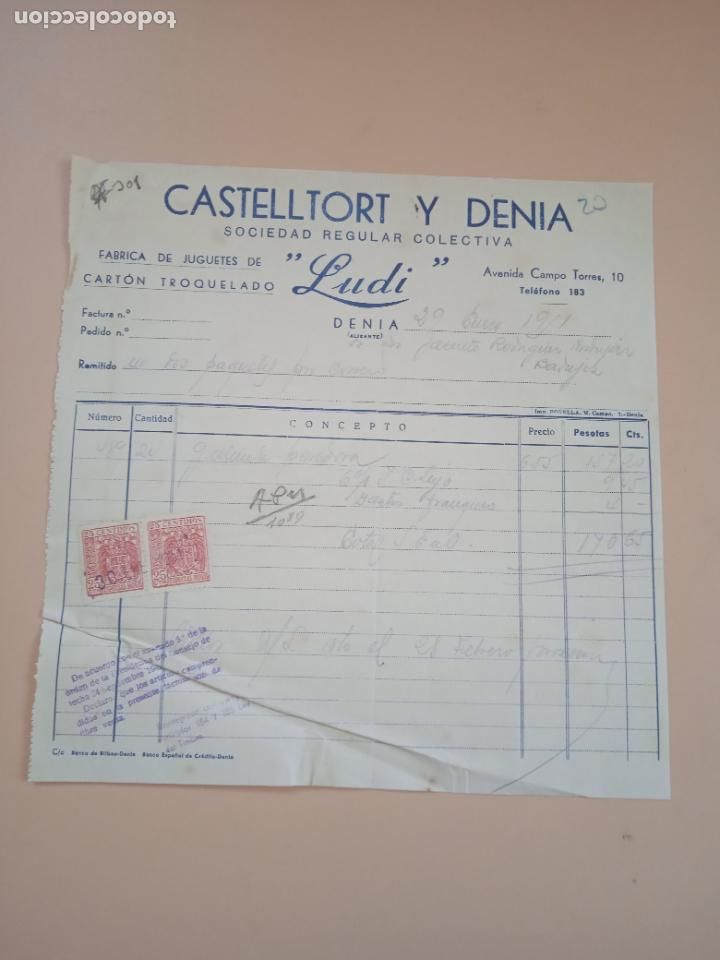 Old Toys: FACTURA DE JUGUETES. FABRICA DE JUGUETES. CASTELLTORT Y DENIA. DENIA, ALICANTGE, 1951.