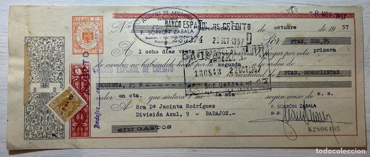 Juguetes antiguos: LETRA DE CAMBIO. JUGUETES. JUGUETES DE ARTESANIA PATENTADOS. F SORRON ZABALA. BARCELONA 1957