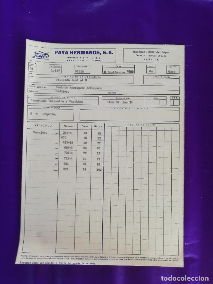 Giocattoli antichi: FACTURA DE JUGUETES. PAYA HERMANOS, S.A. IBI, ALICANTE, 1968.