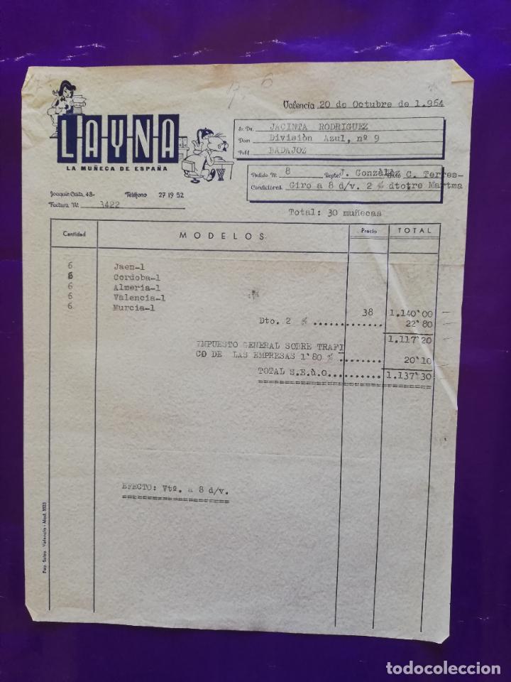 Giocattoli antichi: FACTURA DE JUGUETES. LAYNA, LA MU&Ntilde;ECA DE ESPA&Ntilde;A. VALENCIA, 1964.