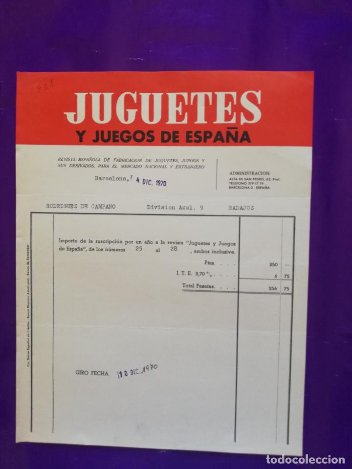 Giocattoli antichi: FACTURA DE JUGUETES. JUGUETES Y JUEGOS DE ESPA&Ntilde;A. BARCELONA, 1970.