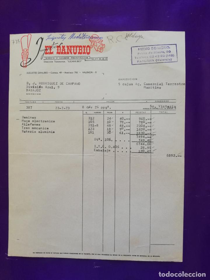 Giocattoli antichi: FACTURA DE JUGUETES. JUGUETES EL DANUBIO. VALENCIA, 1973.
