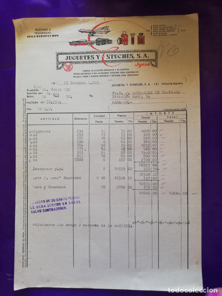Old Toys: FACTURA DE JUGUETES. JYESA. JUGUETES Y ESTUCHES, S. A. IBI, ALICANTE, 1969.