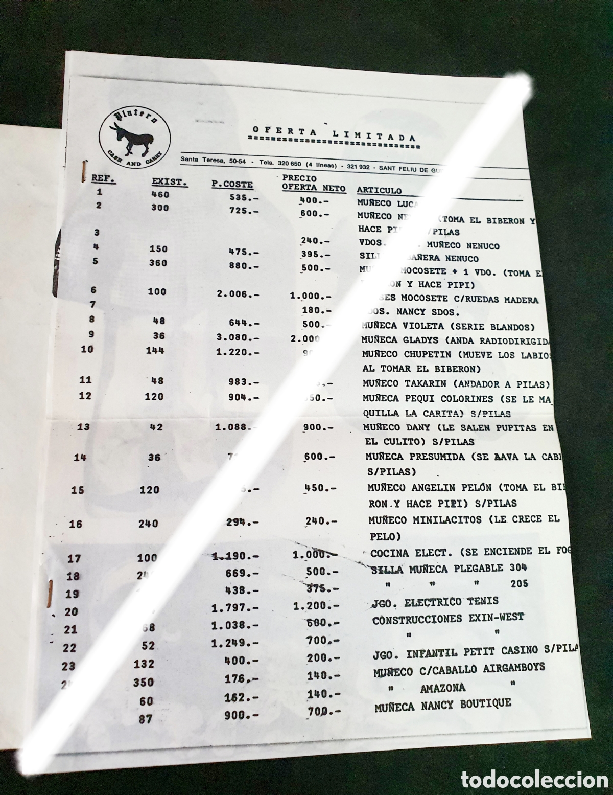 Brinquedos antigos: PROPUESTA DE PEDIDO DE MAYORISTA JUGUETERA - FAMOSA, EXIN - ORIGINAL A&Ntilde;OS 80