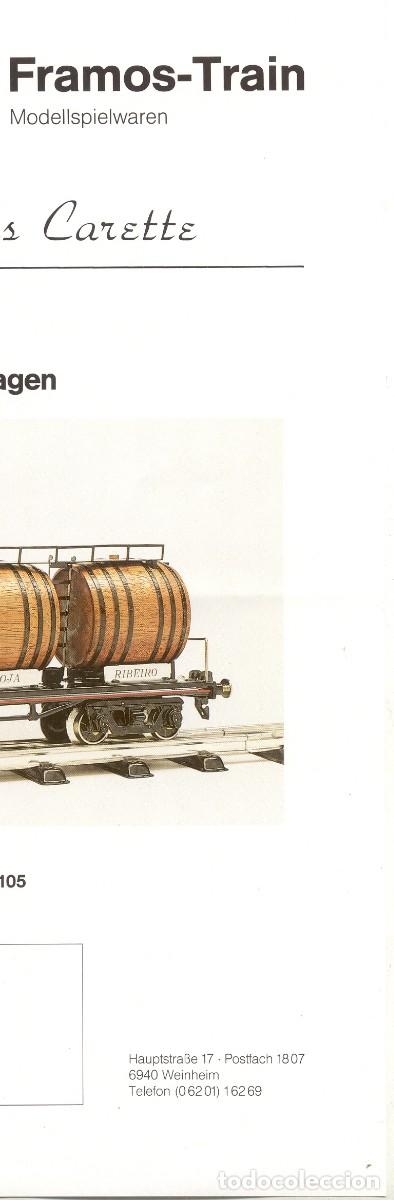 Jouets Anciens: Brochure FRAMOS TRAIN Modellspielwaren 1987 Tin Plate Spur O Weinfasswagen - en alem&aacute;n