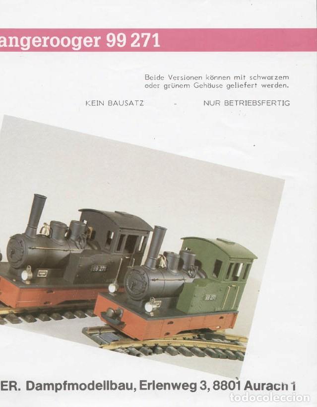 Juguetes antiguos: cat&aacute;logo REGNER Dampfmodellbau 1991 Wangerooger 99 271 LGB Informationsblatt - en alem&aacute;n
