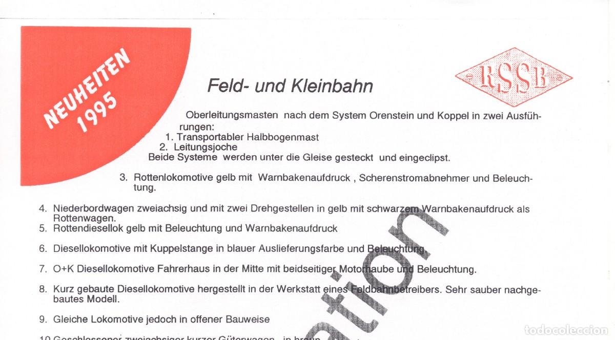 Giocattoli antichi: cat&aacute;logo REGNER Neuheiten 1995 Feld & Kleinbahn - Dampftechnick - en alem&aacute;n