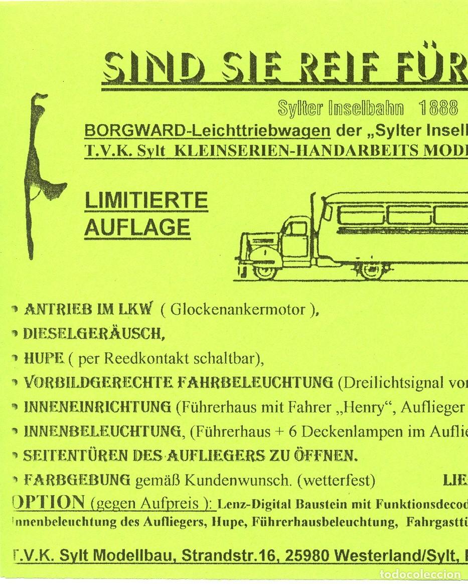 Brinquedos antigos: cat&aacute;logo TVK SYLT Modellbau 1996 HO Leichttriebwagen Sylter Inselbahn - en alem&aacute;n