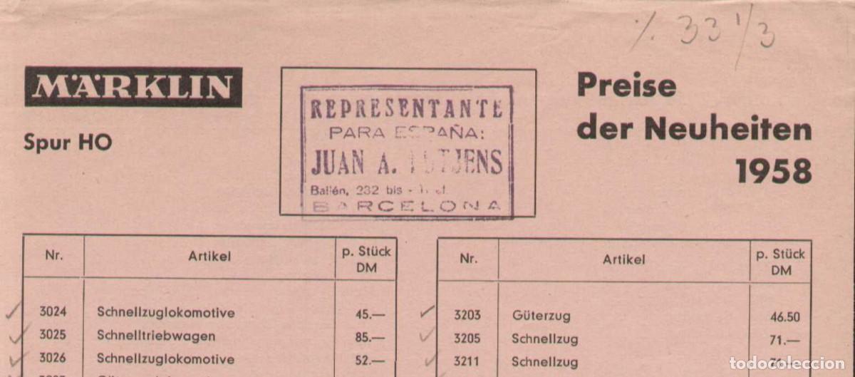 Juguetes antiguos: cat&aacute;logo M&auml;rklin 1958 Preise der Neuheiten DM - en alem&aacute;n