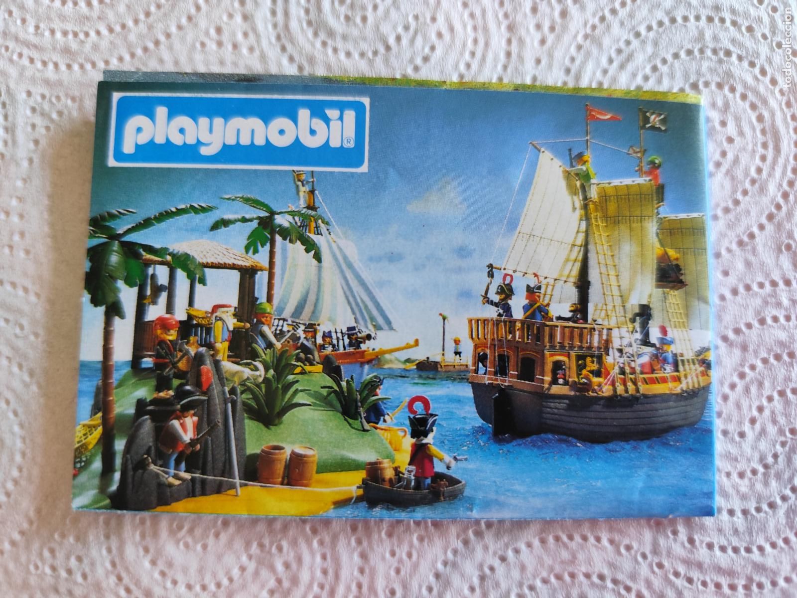 Juguetes antiguos: Cat&aacute;logo antiguo desplegable PLAYM&Oacute;BIL BARCO e ISLA PIRATA - REF. 59705
