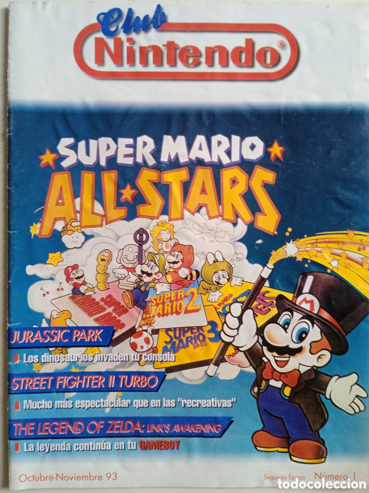 Juguetes antiguos: Club Nintendo Super Mario n&uacute;mero uno segunda &eacute;poca Street Fighter II Legend of Zelda