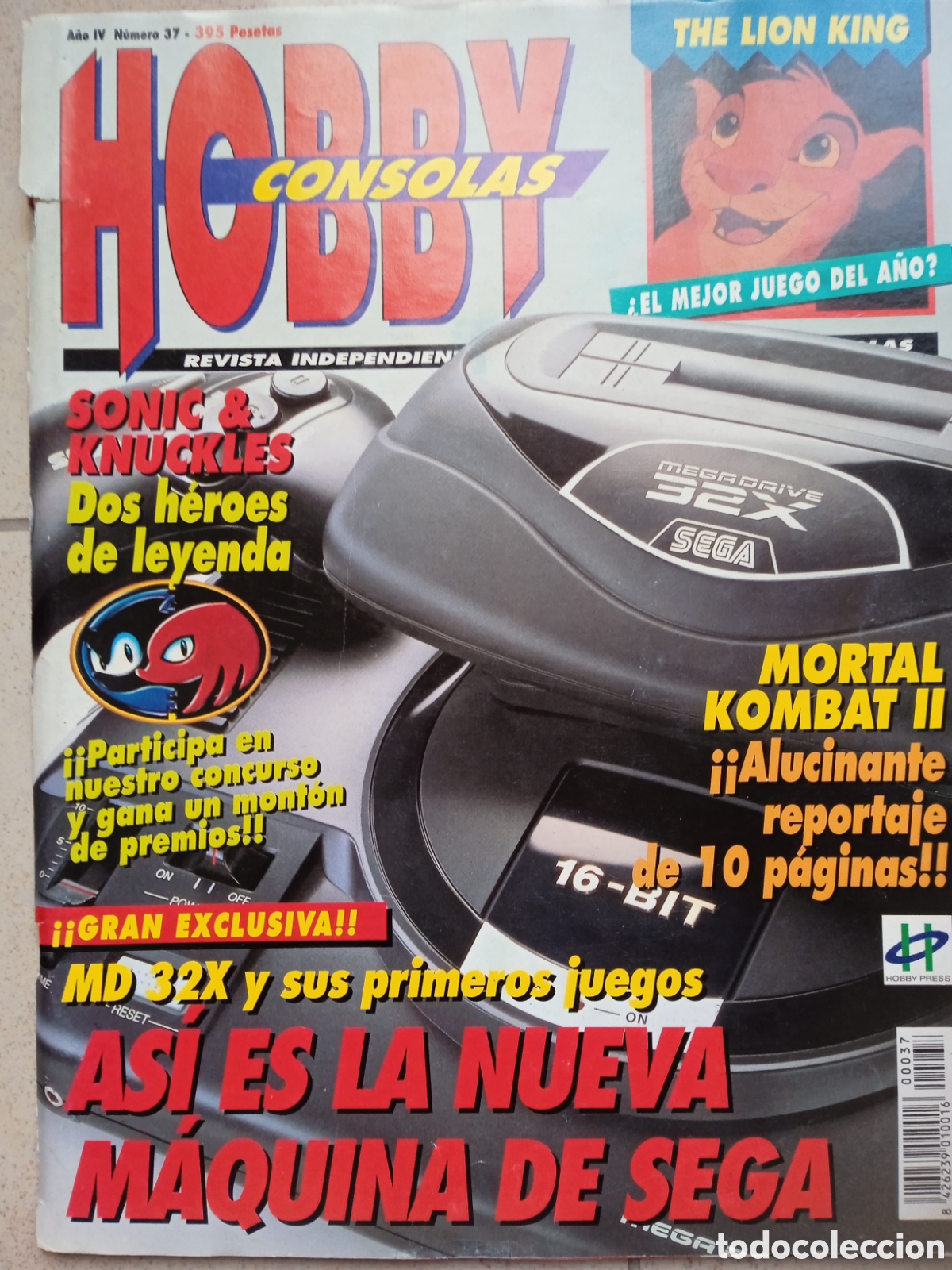 Juguetes antiguos: Hobby consolas n&deg; 37 A&ntilde;o IV Mortal Kombat Sonic Ballz Indiana Lion King