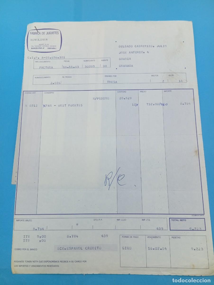 Antikes Spielzeug: FACTURA Y LETRA DE CAMBIO DE JUGUETES. OVOLINEA. FABRICA DE JUGUETES. BARCELONA, 1983.