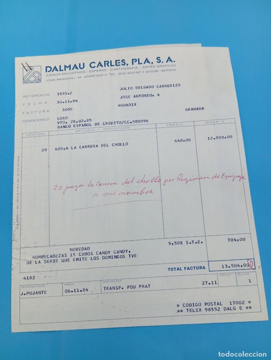 Juguetes antiguos: FACTURA Y LETRA DE CAMBIO DE JUGUETES. DALMAU CARLES, PLA, S.A. GERONA, 1984.