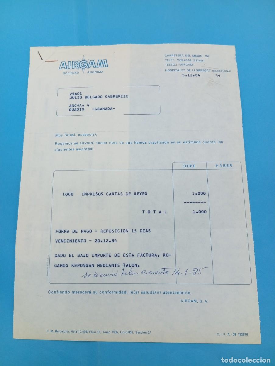 Juguetes antiguos: FACTURA Y LETRA DE CAMBIO DE JUGUETES. AIRGAM, S.A. HOSPITALET DE LLOBREGAT, BARCELONA, 1984.