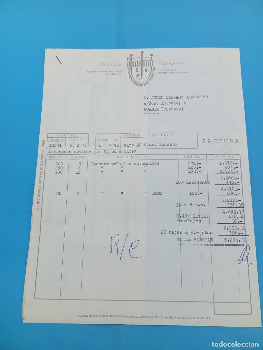Juguetes antiguos: FACTURA Y LETRA DE CAMBIO DE JUGUETES. SIMAIONI S.A. PA&Ntilde;OLERIAS-ESTAMPADOS. MADRID, 1976.