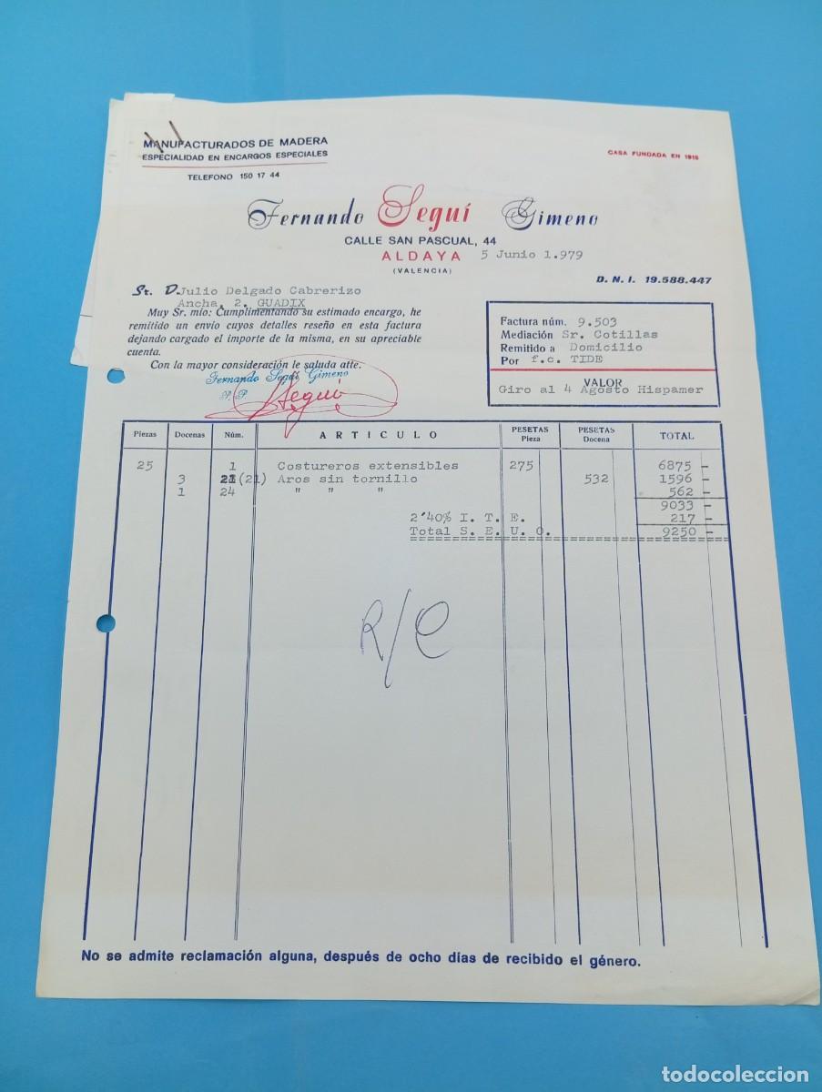 Juguetes antiguos: FACTURA Y LETRA DE CAMBIO DE JUGUETES. FERNANDO SEGU&Iacute; GIMENO. COSTUREROS. ALDAYA, VALENCIA, 1979.