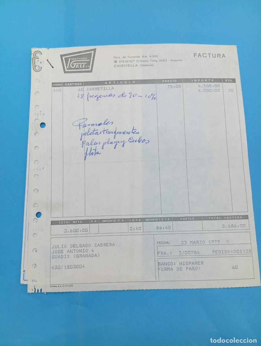 Juguetes antiguos: FACTURA Y LETRA DE CAMBIO DE JUGUETES. INDUSTRIAS I. GALI S.A. CHIRIVELLA, VALENCIA, 1979.