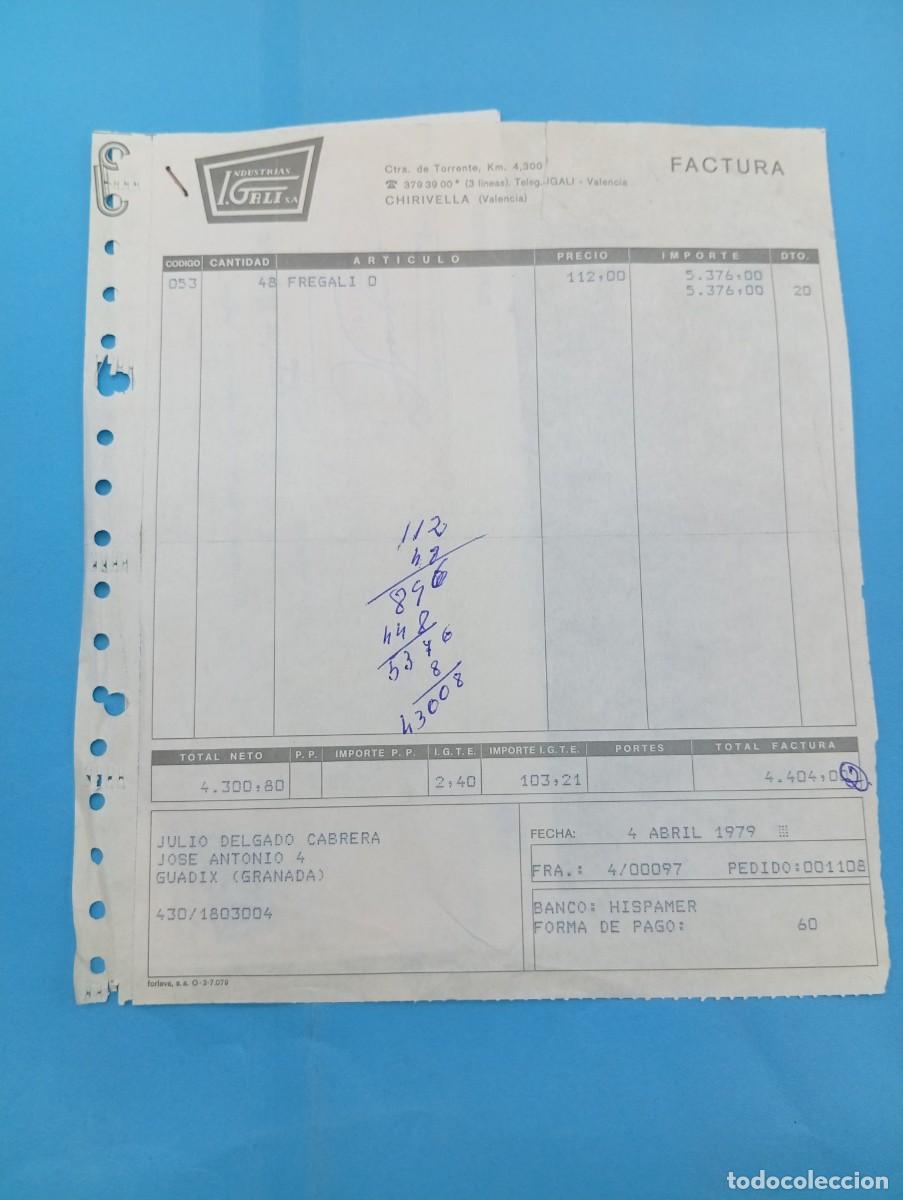 Juguetes antiguos: FACTURA Y LETRA DE CAMBIO DE JUGUETES. INDUSTRIAS I. GALI S.A. CHIRIVELLA, VALENCIA, 1979.