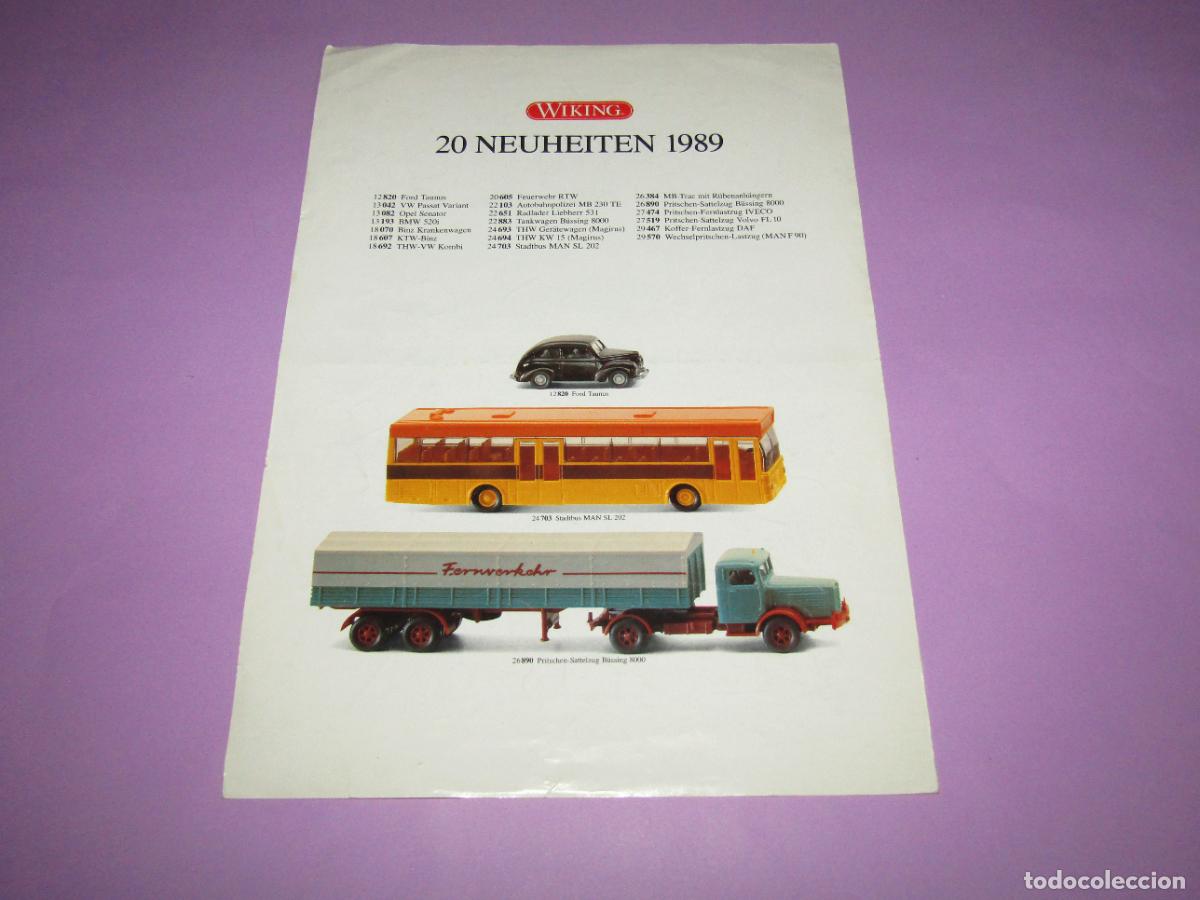 Juguetes antiguos: Antiguo Cat&aacute;logo de Miniaturas en Pl&aacute;stico WIKING Novedades del A&ntilde;o 1989
