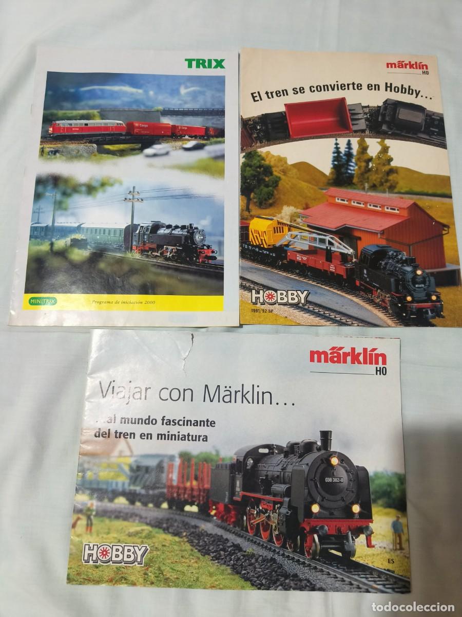 Juguetes antiguos: Lote de 3 catalogos de trenes de juguete a escala vintage a&ntilde;os 80 90 Hobby Marklin H0 y Trix