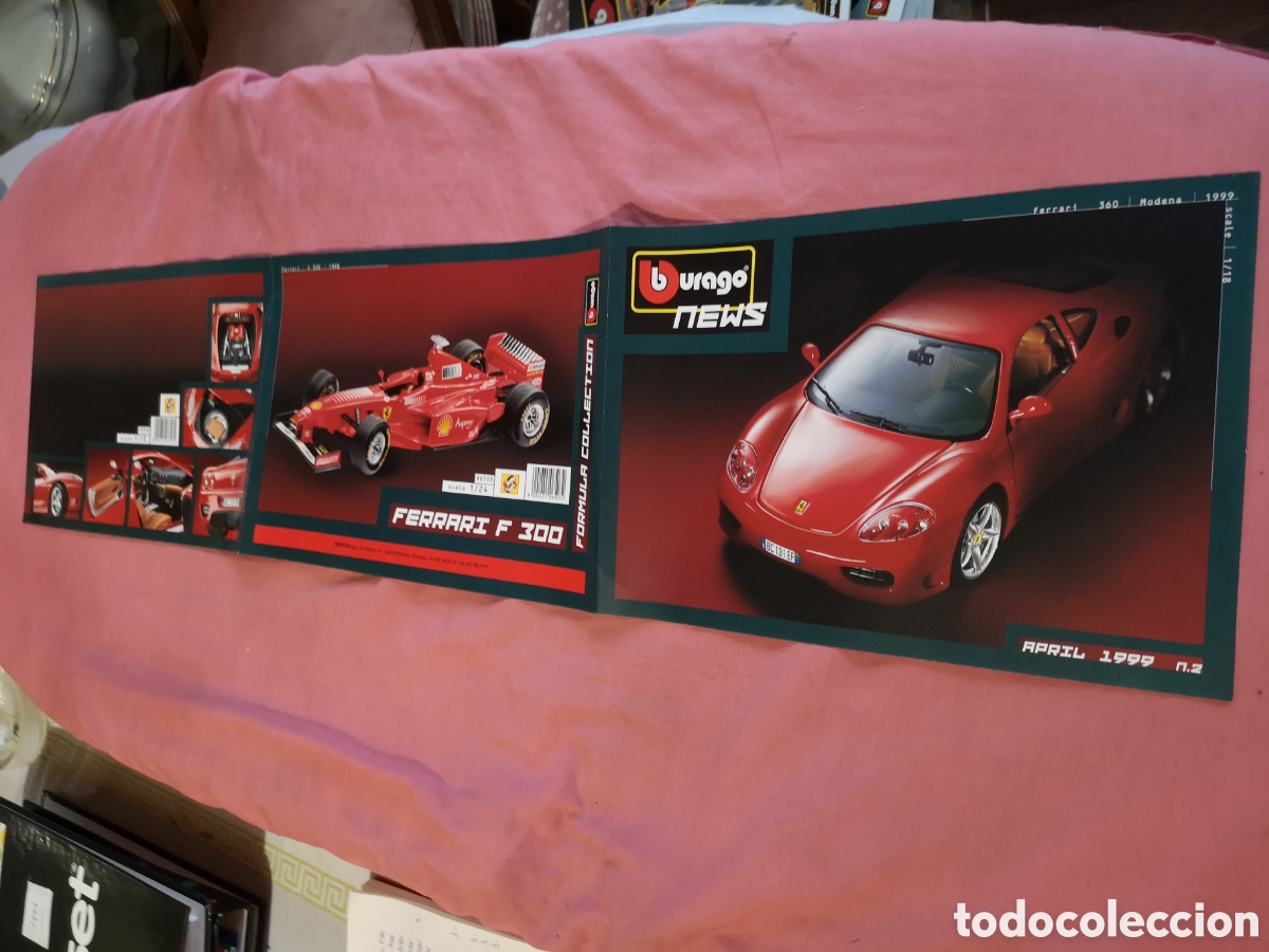Juguetes antiguos: BBURAGO. 1998 y 99. FERRARI. Tr&iacute;ptico con 6 p&aacute;ginas de 20x29 cm. SIN USAR.