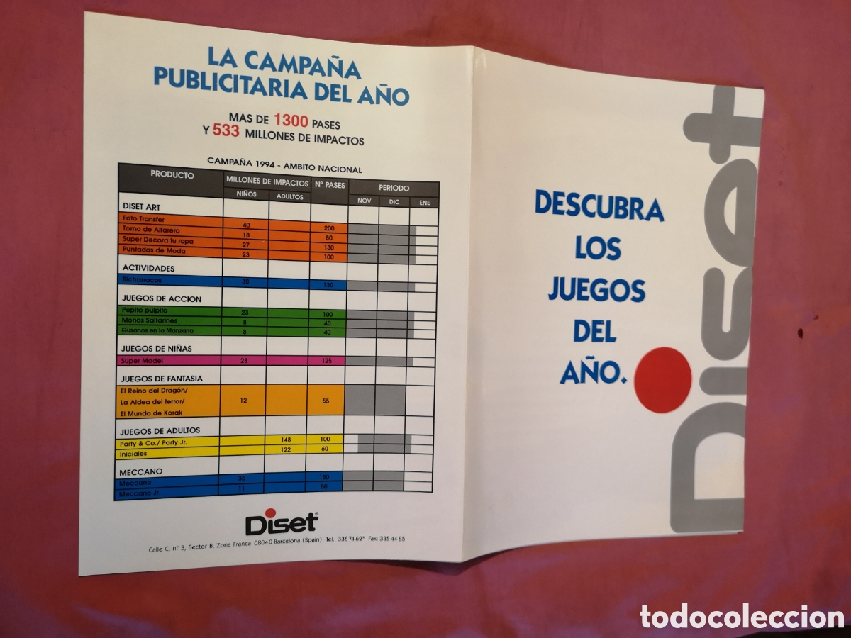 Juguetes antiguos: DISET. Campa&ntilde;a Publicidad1994. Cuadr&iacute;ptico con 8 p&aacute;ginas de 29,5x21 cm. SIN USAR.