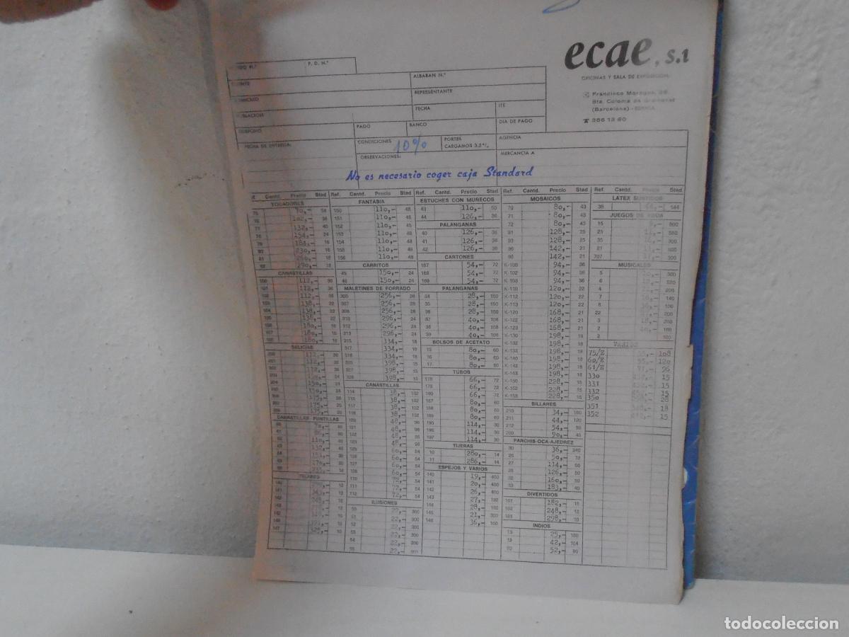 Juguetes antiguos: TARIFA DE PRECIOS Y PEDIDOS, ECAE S.L. BARCELONA, ANTIGUA JUGUETERIA