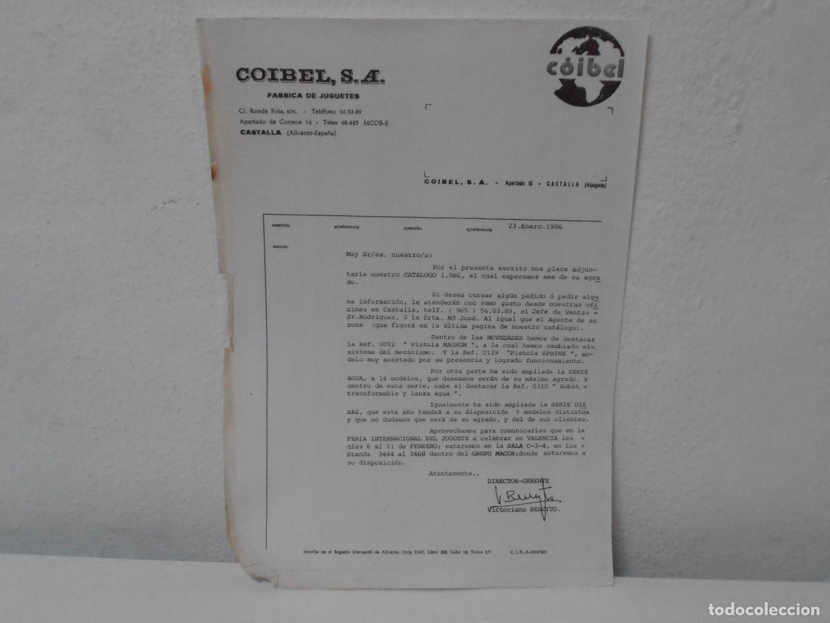 Juguetes antiguos: CARTA PRESENTACION CATALOGO, COIBEL, 1986, ANTIGUA JUGUETERIA
