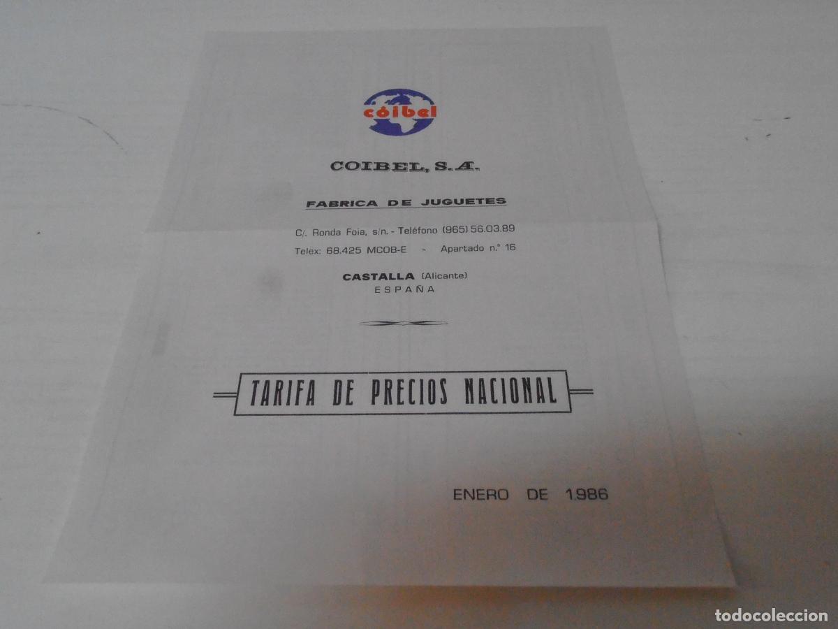 Juguetes antiguos: TARIFA DE PRECIOS NACIONAL, COIBEL, 1986, ANTIGUA JUGUETERIA