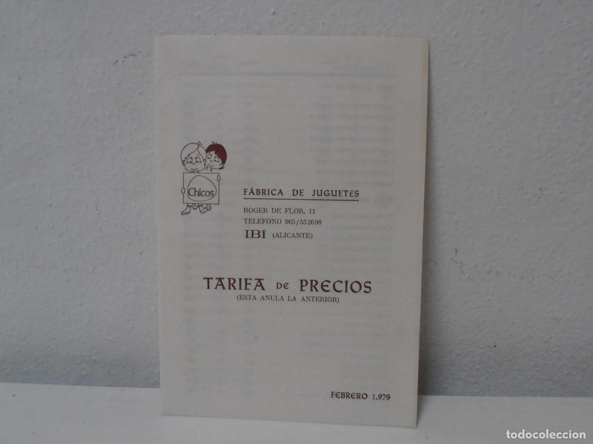Juguetes antiguos: TARIFA PRECIOS TIENDA, JUGUETES CHICOS SL, 1979, ANTIGUA JUGUETERIA