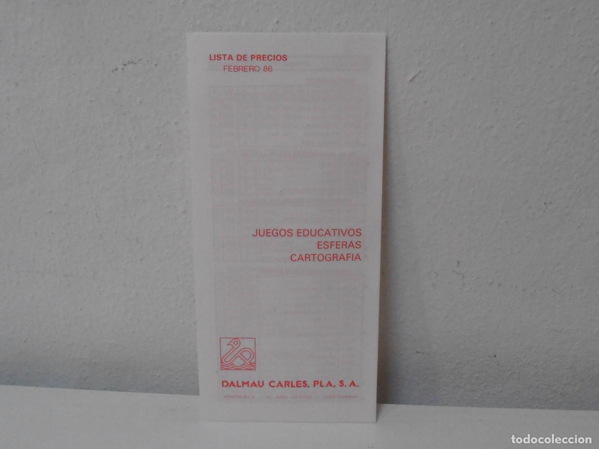 Juguetes antiguos: TARIFA PRECIOS TIENDA, DALMAU CARLES PLA SA, 1986, ANTIGUA JUGUETERIA
