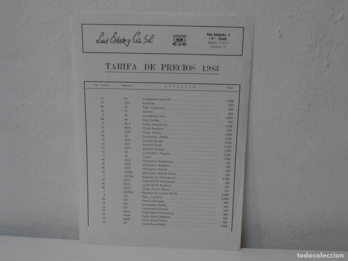 Juguetes antiguos: TARIFA PRECIOS TIENDA, EGE LUIS ESTEVE Y CIA, 1983, ANTIGUA JUGUETERIA