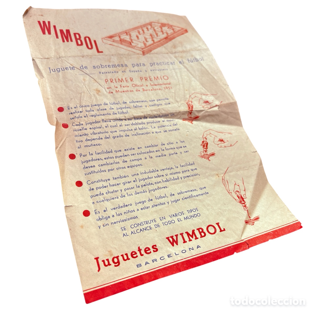 Juguetes antiguos: Cat&aacute;logo, publicidad futbol&iacute;n juguetes wimbol 1951
