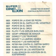 Juguetes antiguos Exin: CINEXIN SUPER 8, LISTADO DE PELICULAS, DE LA 925 A LA 962. Lote 238272160