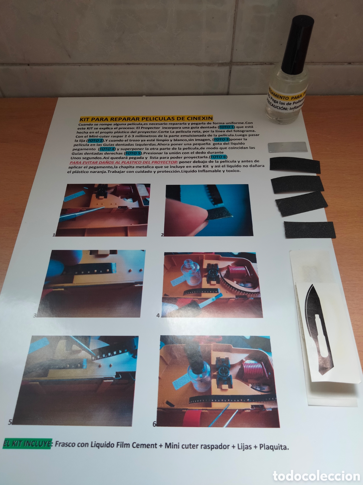 Juguetes antiguos Exin: Kit para la reparaci&oacute;n de pel&iacute;culas Cinexin