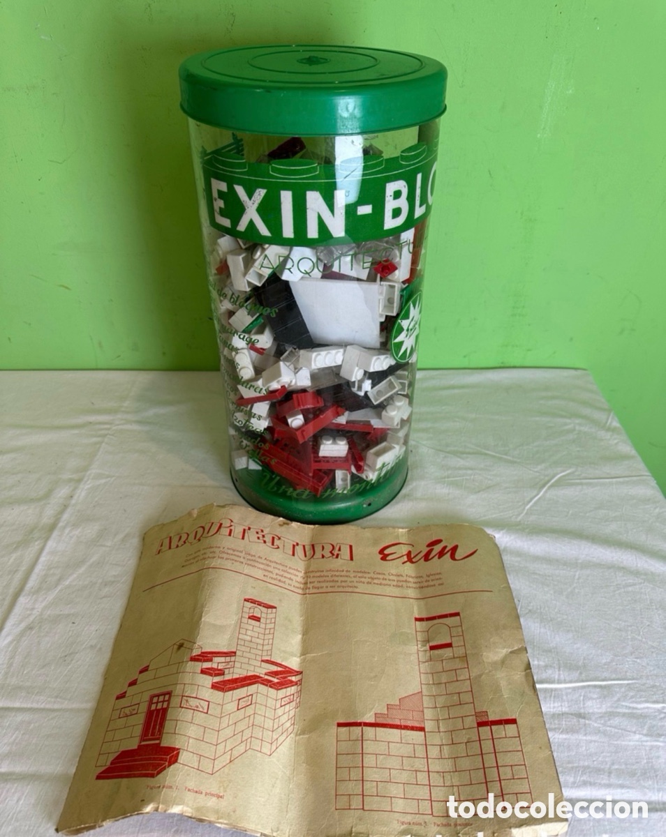 Exin Old Toys: Bote original Exin Blok Arquitectura con piezas у manual original vintage