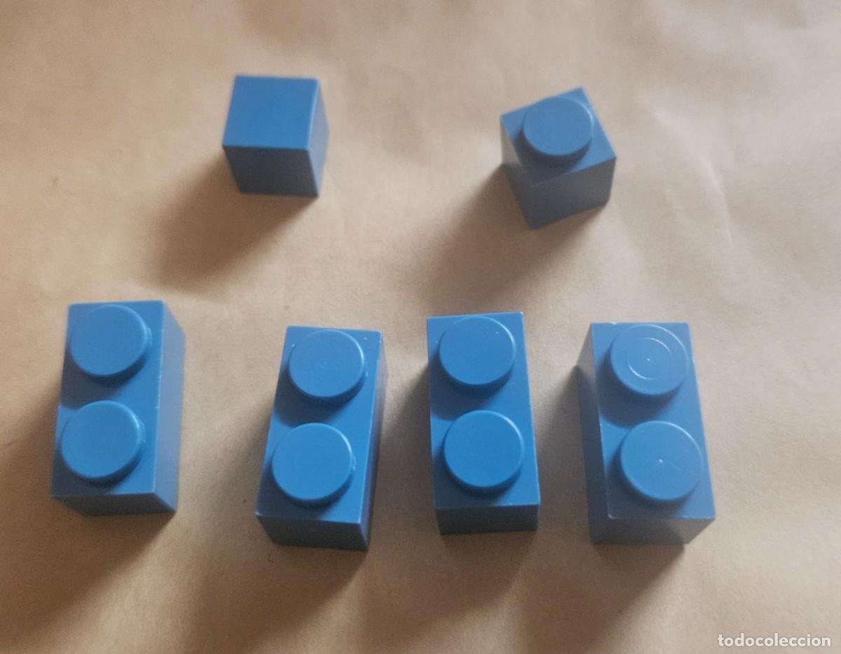 Juguetes antiguos Exin: Exin castillos - 6 piezas azules ladrillo bloque - 4 dobles 1 simples 1 plana en parte superior