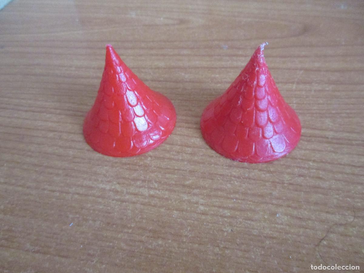 Juguetes antiguos Exin: EXIN CASTILLOS A&Ntilde;OS 70 : 1 LOTE DE 2 TEJADOS ROJOS PEQUE&Ntilde;OS