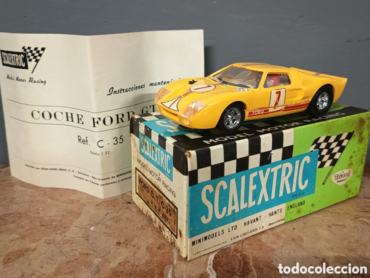 Juguetes antiguos Exin: EXIN FORD GT REF C-35 AMARILLO IMPECABLE EN SU CAJA MANUALES ORIGINALES