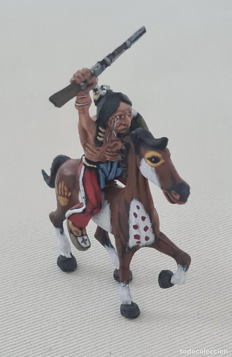 Juguetes antiguos Exin: EXIN WEST FIGURA DEL INDIO CON RIFLE A CABALLO ORIGINAL PINTADA EN ALTA CALIDAD